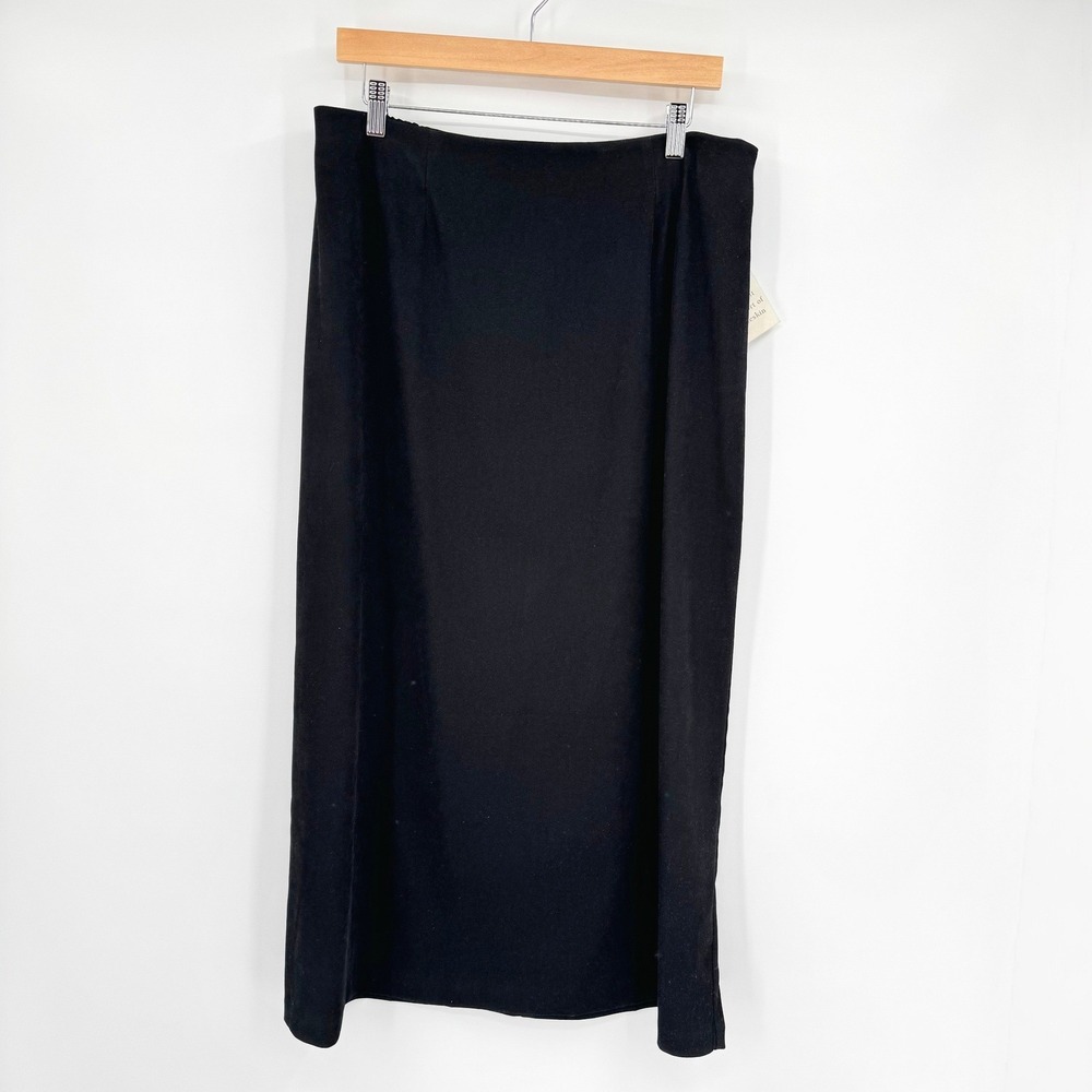 Christopher &‎ Banks Black Moleskin Stretch Midi Skirt Size 14 NWT 06170-4553